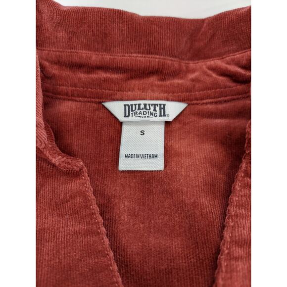 Duluth Trading Company Corduroy Rust Popover Womens Long Sleeve Shirt V Neck S - Picture 7 of 11